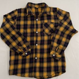 Kids Plaid Yellow and Navy Blue long sleeve. Good Conditions.
